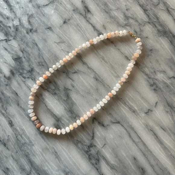 NEW Pink Aventurine Hand Knotted Silk Beaded Necklace w/Gold Fill Hardware 19” - Picture 2 of 8